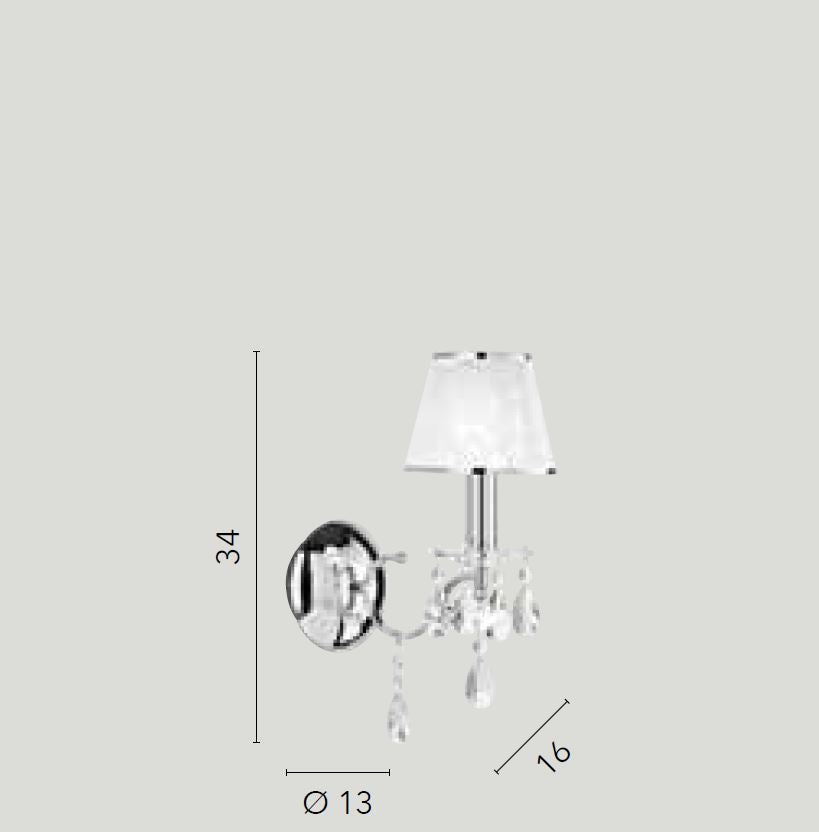 Applique struttura metallo cromo cristalli K9 paralume polivinilico glitter floreale 1XE14 non incl. BOEME Applique struttura metallo cromo cristalli K9 paralume polivinilico glitter floreale 1XE14 non incl. BOEME